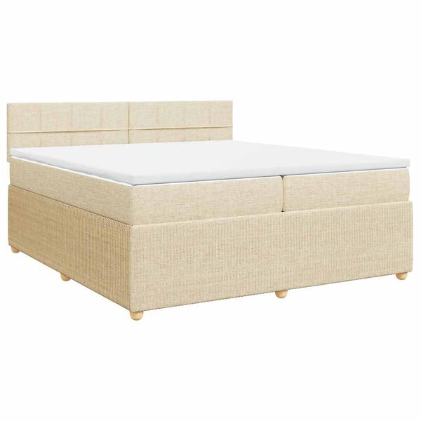 vidaXL Boxspringbett mit Matratze Creme 200x200 cm Stoff