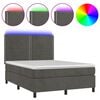 vidaXL Boxspringbett mit Matratze & LED Dunkelgrau 140x200 cm Samt