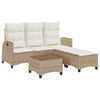 vidaXL 3-tlg. Garten-Sofagarnitur mit Kissen L-Form Beige Poly Rattan