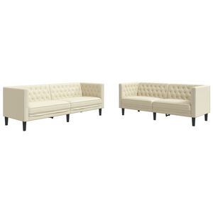 vidaXL 2-tlg. Chesterfield-Sofa-Set Creme Kunstleder