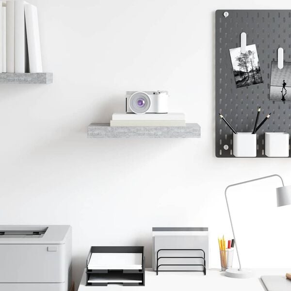 vidaXL Schweberegal Betongrau 40x23x3,8 cm MDF