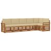 vidaXL Sofagarnituren 6 pcs Natur und Beige Massivholz Akazie