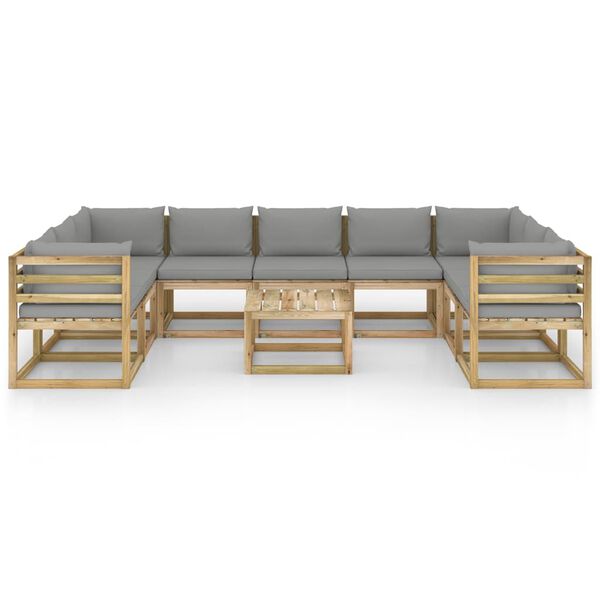vidaXL 10-tlg. Garten-Lounge-Set mit Kissen Impr&auml;gniertes Kiefernholz