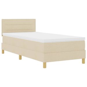 vidaXL LED Boxspringbett mit LED-Lichtleisten Creme 80 x 200 cm Stoff