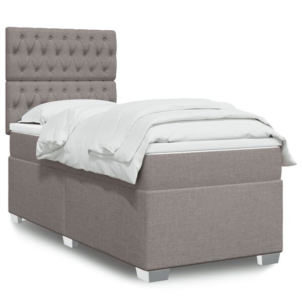 vidaXL Boxspringbett mit Matratze Taupe 80x200 cm Stoff