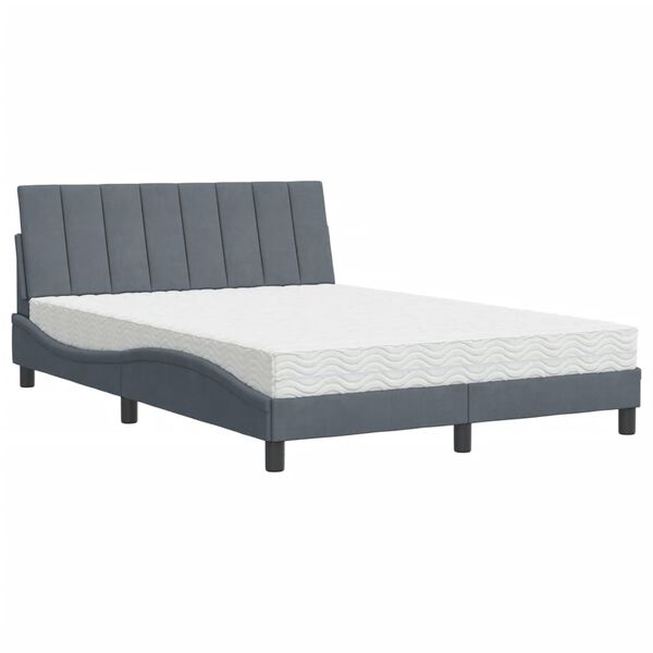 vidaXL Bett mit Matratze "Hanko" Dunkelgrau 140x200 cm Samt