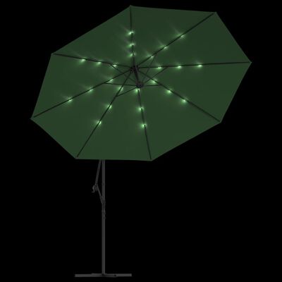 vidaXL Ampelschirm mit LED-Leuchten und Metall-Mast 350 cm Grün