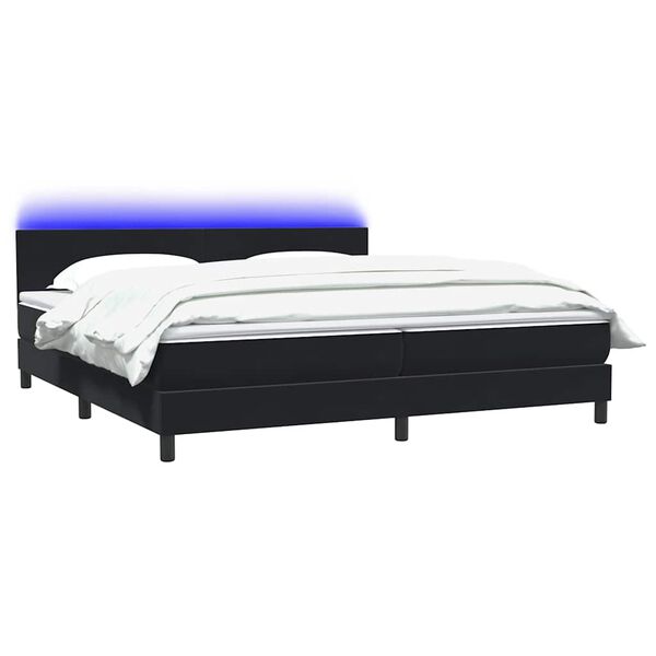 vidaXL Boxspringbett mit Matratze & LED Schwarz 180x210 cm Samt