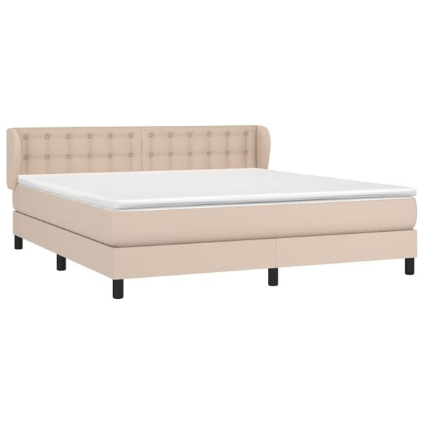 vidaXL Boxspringbett Matratze Cappuccino-Braun 160x200 cm Kunstleder