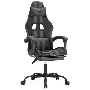 vidaXL Gaming-Stuhl mit Fu&szlig;st&uuml;tze Drehbar Schwarz & Grau Kunstleder