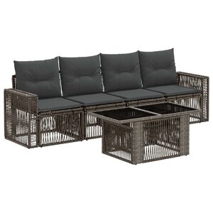 vidaXL Gartensofa-set 5 stk. Grau und Dunkelgrau Poly-Rattan