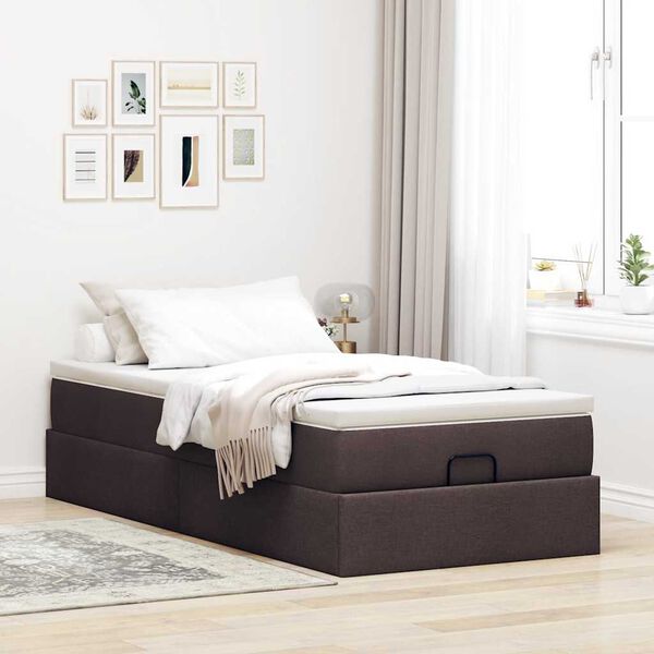 vidaXL Ottoman-Bett mit Matratze Dunkelbraun 90x200 cm Stoff
