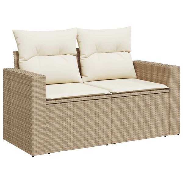 vidaXL Gartensofa-set mit Kissen 9 pcs Beige und Creme Poly-Rattan