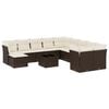 vidaXL 12-tlg. Garten-Sofagarnitur mit Kissen Braun Poly Rattan
