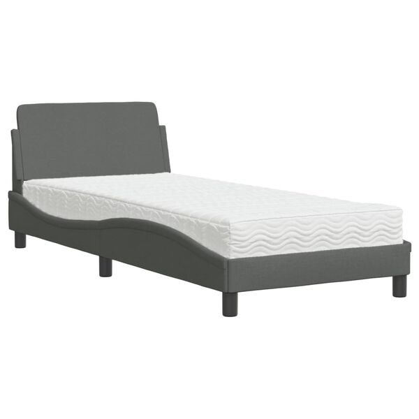 vidaXL Bett mit Matratze "Dover" Dunkelgrau 90x200 cm Stoff