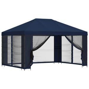 vidaXL Garten Pavillon mit Seitenw&auml;nden 4 x 3 m Blau