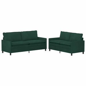 vidaXL Sofa Set 2 stk. Dunkelgr&uuml;n Samt