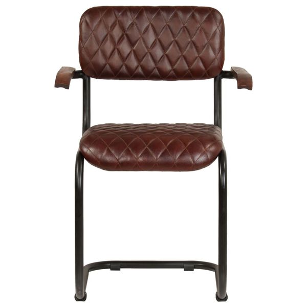 vidaXL Esszimmerstühle 2 Stk. mit Armlehnen Braun Echtleder