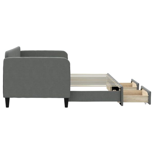 vidaXL Tagesbett Ausziehbar mit Schubladen Dunkelgrau 80x200 cm Stoff