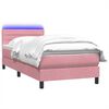 vidaXL Boxspringbett mit Matratze & LED Rosa 80x220 cm Samt