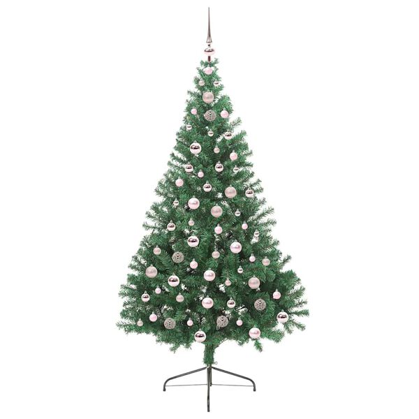 vidaXL K&uuml;nstlicher vorbeleuchteter Weihnachtsbaum Gr&uuml;n 210 cm PVC