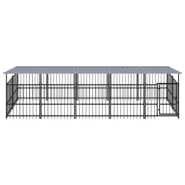 vidaXL Outdoor-Hundezwinger mit Dach Stahl 9,38 m&sup2;