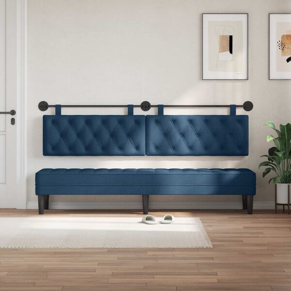 vidaXL H&auml;ngevorderseite Wandmontiert Blau 210 x 55 x 7 cm Stoff