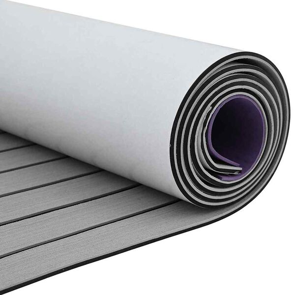 vidaXL Bootsmatte Gestreift Hellgrau mit Schwarz 240 x 60 x 0,5 cm EVA