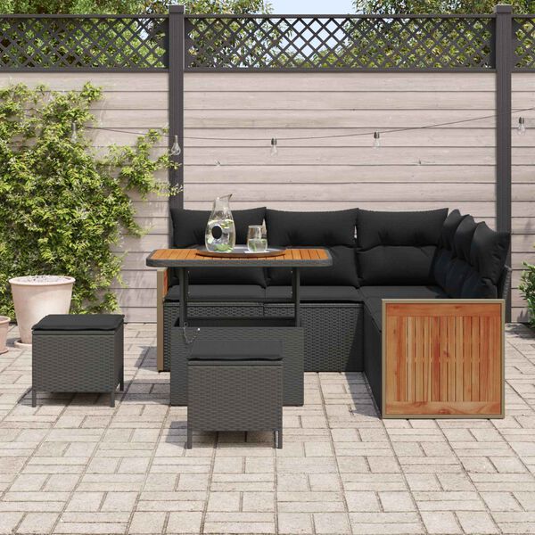 vidaXL Garten-Sofa-Set 8 pcs Schwarz Poly-Rattan