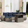 vidaXL 7-teiliges Gartensofa-Set mit Kissen, grau, Polyrattan