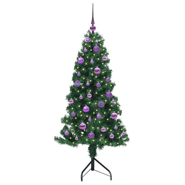 vidaXL Eckiger k&uuml;nstlicher Weihnachtsbaum Gr&uuml;n 150 cm PVC und Metall