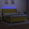 vidaXL Boxspringbett mit Matratze & LED Gr&uuml;n 160x200 cm Stoff