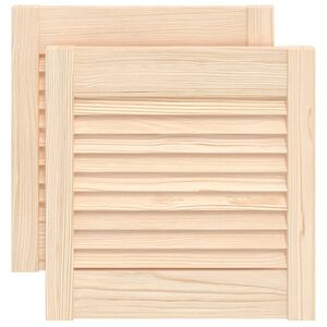 vidaXL Schrankt&uuml;ren Lamellen-Design 2 Stk. 39,5x39,4cm Massivholz