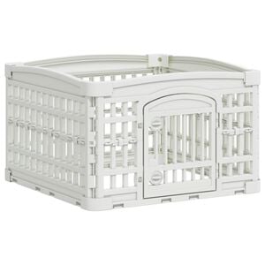 vidaXL 4-Panel Hundelaufstall 60 x 60 x 38 cm Kunststoff Wei&szlig; Klappbar