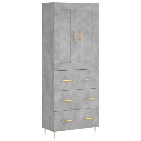 vidaXL Highboard Betongrau 69,5x34x180 cm Holzwerkstoff