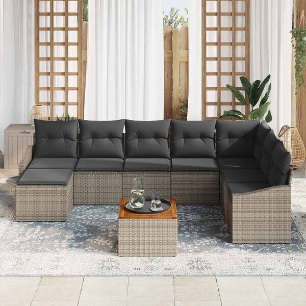 vidaXL Garten-Sofa-Set 9 pcs Grau