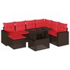 vidaXL 8-teiliges Gartensofa-Set mit Kissen, braun, Polyrattan