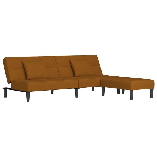vidaXL Schlafsofa 2-Sitzer mit 2 Kissen & Hocker Braun Samt