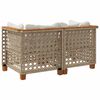 vidaXL Garten-Ecksofas mit Kissen 2 Stk. Beige Poly Rattan
