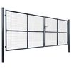 vidaXL Maschen-Gartentor verzinkter Stahl 400 x 150 cm Grau