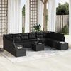 vidaXL Gartensofa-set mit Kissen 11 pcs Schwarz Poly-Rattan