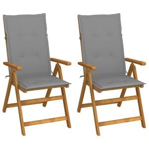 vidaXL Verstellbare Klappst&uuml;hle 2 Stk. mit Kissen Akazie Massivholz