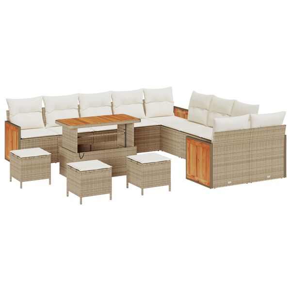 vidaXL Gartensofa-set mit Kissen 14 pcs Beige und Creme