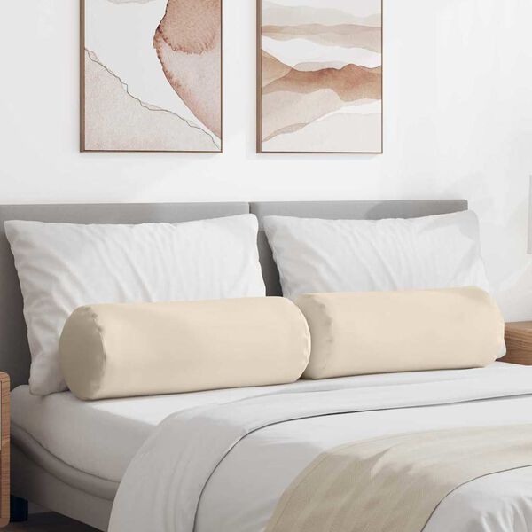 vidaXL Bolsterkissen 2 St&uuml;ck Beige &Oslash; 25 x 70 cm Mikrofaserstoff