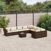 vidaXL 10-tlg. Garten-Sofagarnitur mit Kissen Braun Poly Rattan