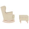 vidaXL Schaukelstuhl mit Fu&szlig;hocker Creme Stoff