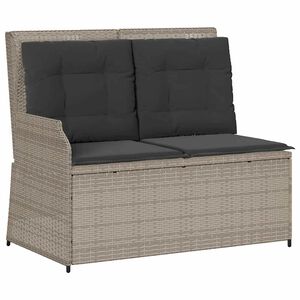 vidaXL Gartenbank Verstellbar mit Kissen Hellgrau Poly Rattan