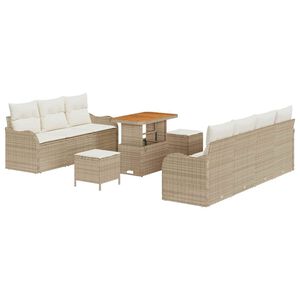 vidaXL Gartensofa-set mit Kissen 10 pcs Beige Poly-Rattan