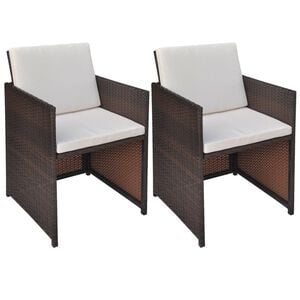 vidaXL Gartenst&uuml;hle 2 Stk. mit Polstern und Kissen Poly Rattan Braun