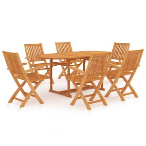 vidaXL 7-tlg. Garten-Essgruppe Massivholz Teak
